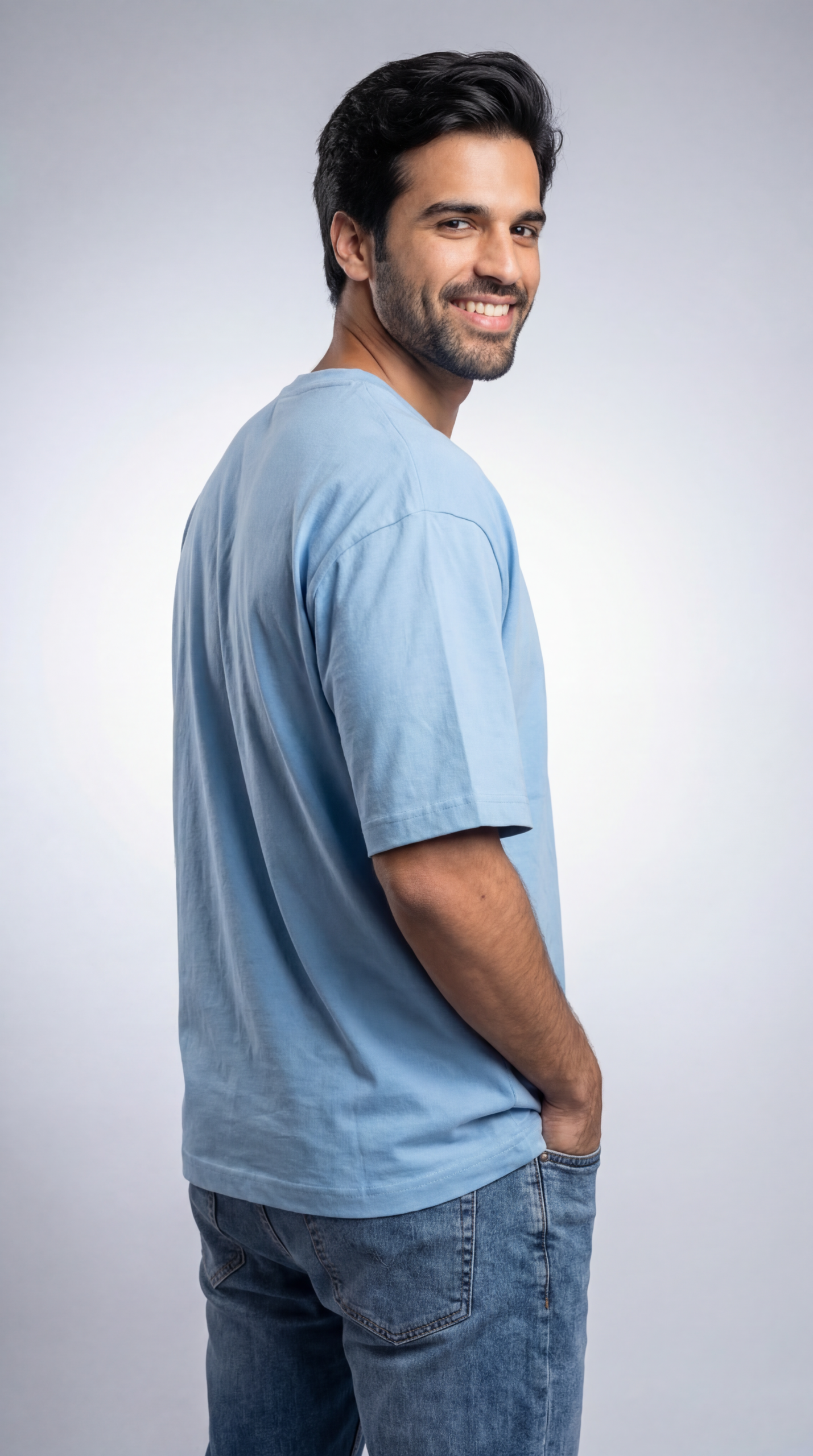 Men’s Lite Blue Oversized T-shirt - Image 4