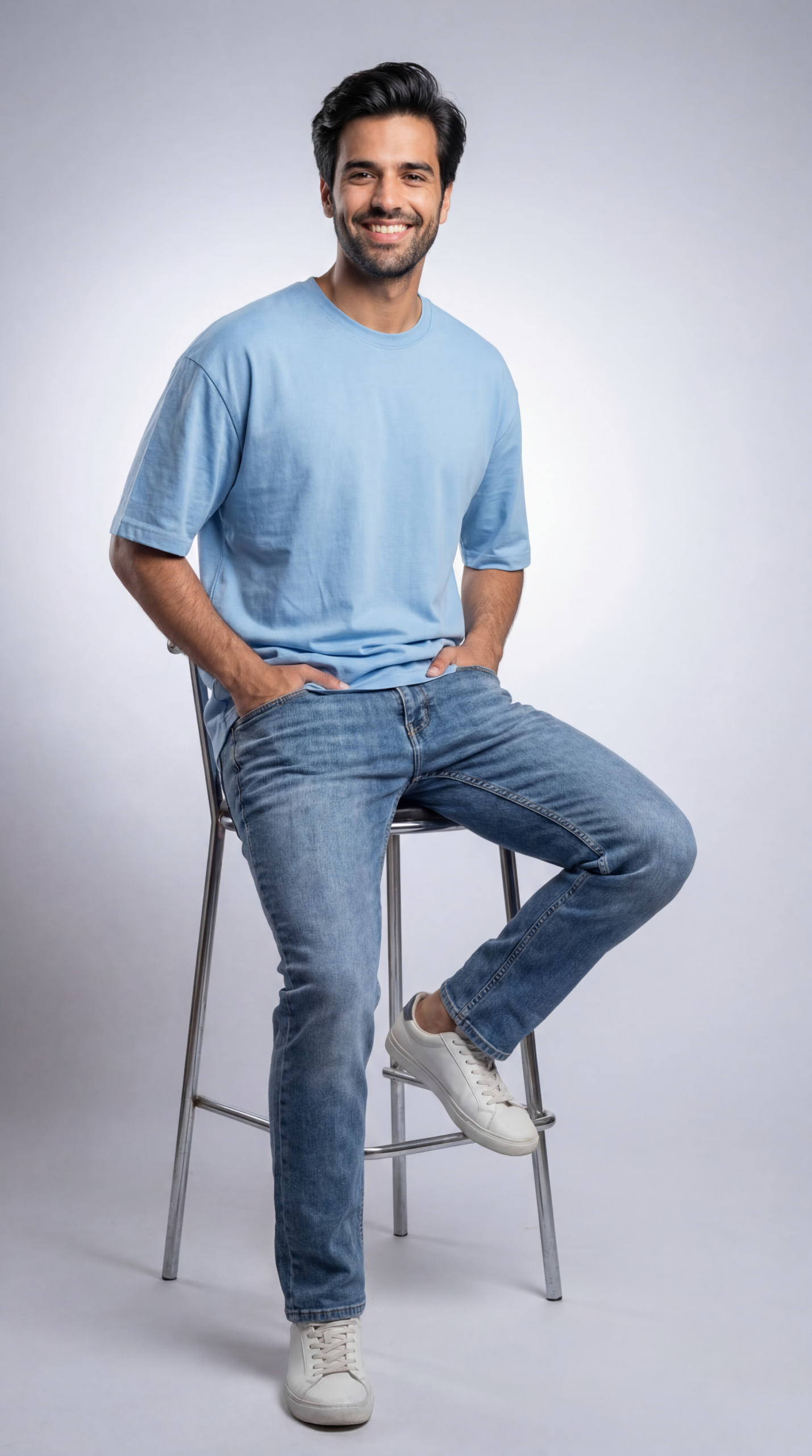 Men’s Lite Blue Oversized T-shirt - Image 2