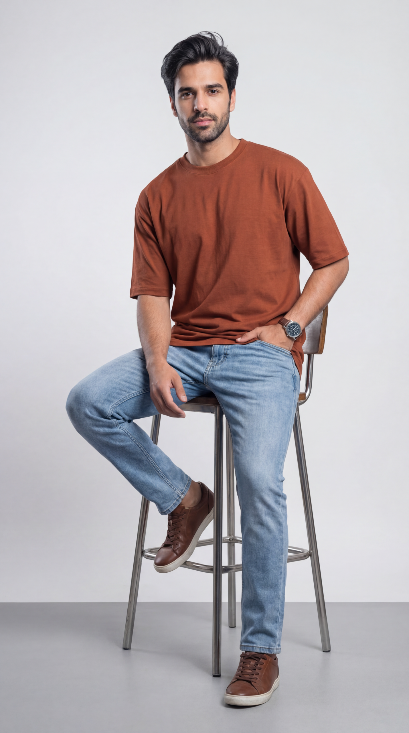 Men’s Rust Brown Oversized T-shirt - Image 3