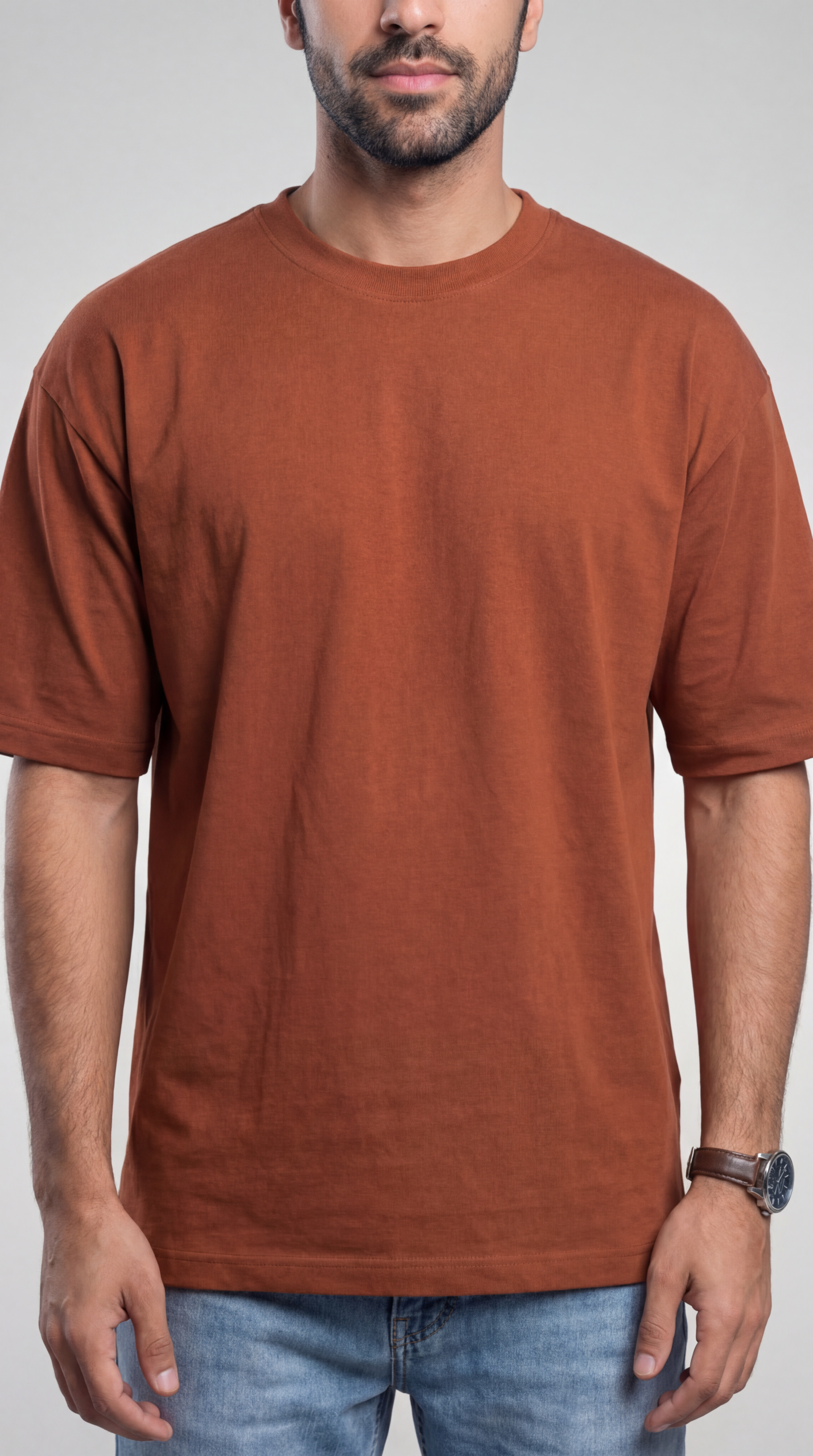 Men’s Rust Brown Oversized T-shirt - Image 2