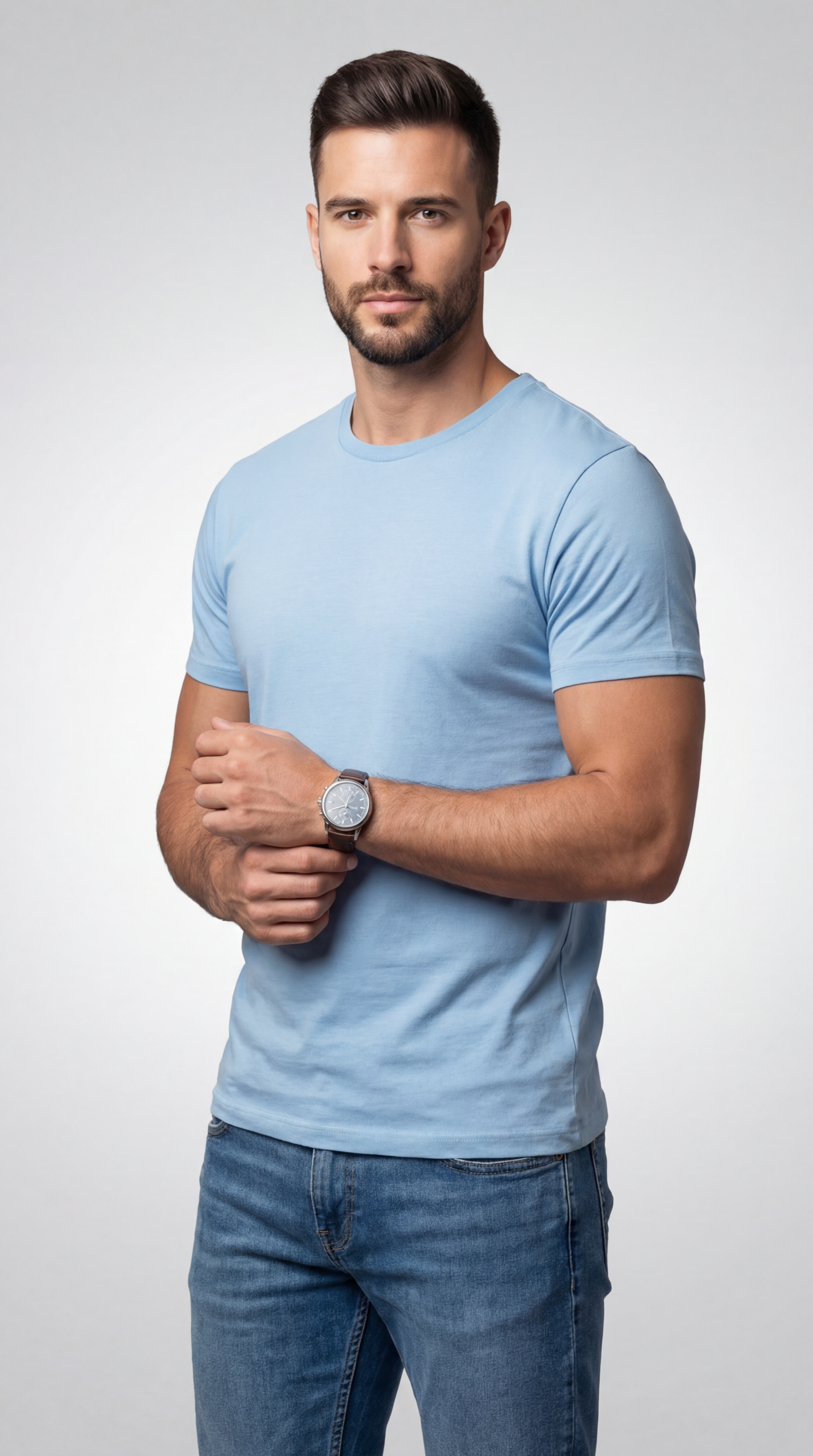 Men’s Lite Blue Regular Fit T-shirt