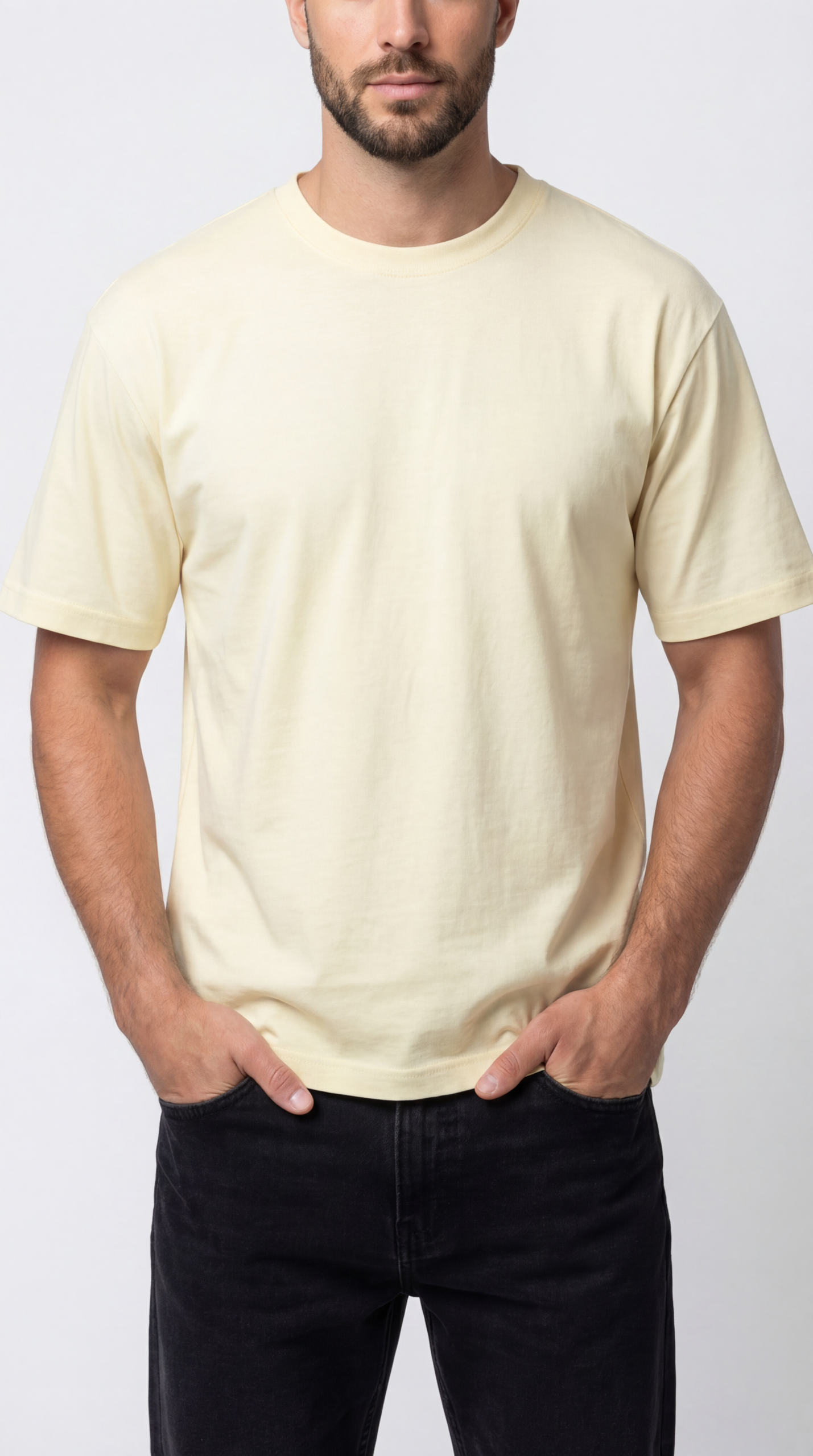 Men’s Cream Regular Fit T-shirt - Image 2
