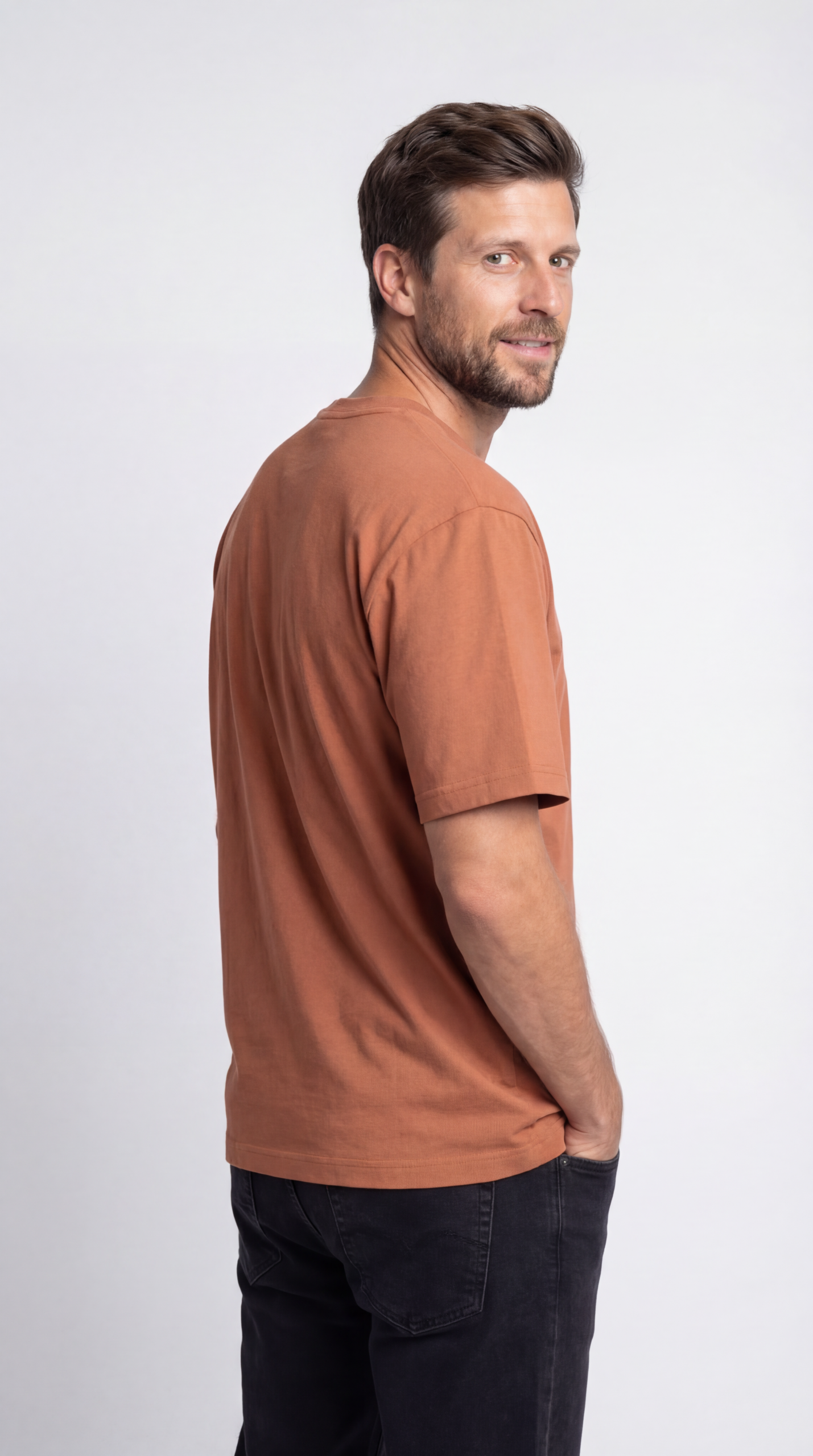 Men’s Rust Brown Regular Fit T-shirt - Image 5