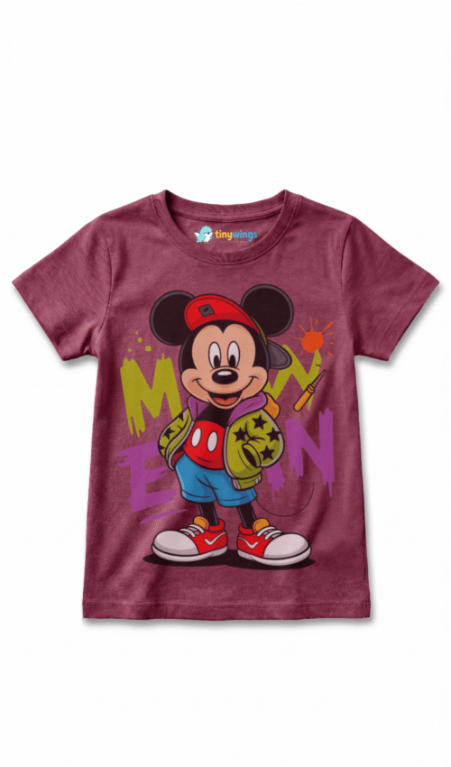 Girl Kid’s Printed T-Shirts Maroon